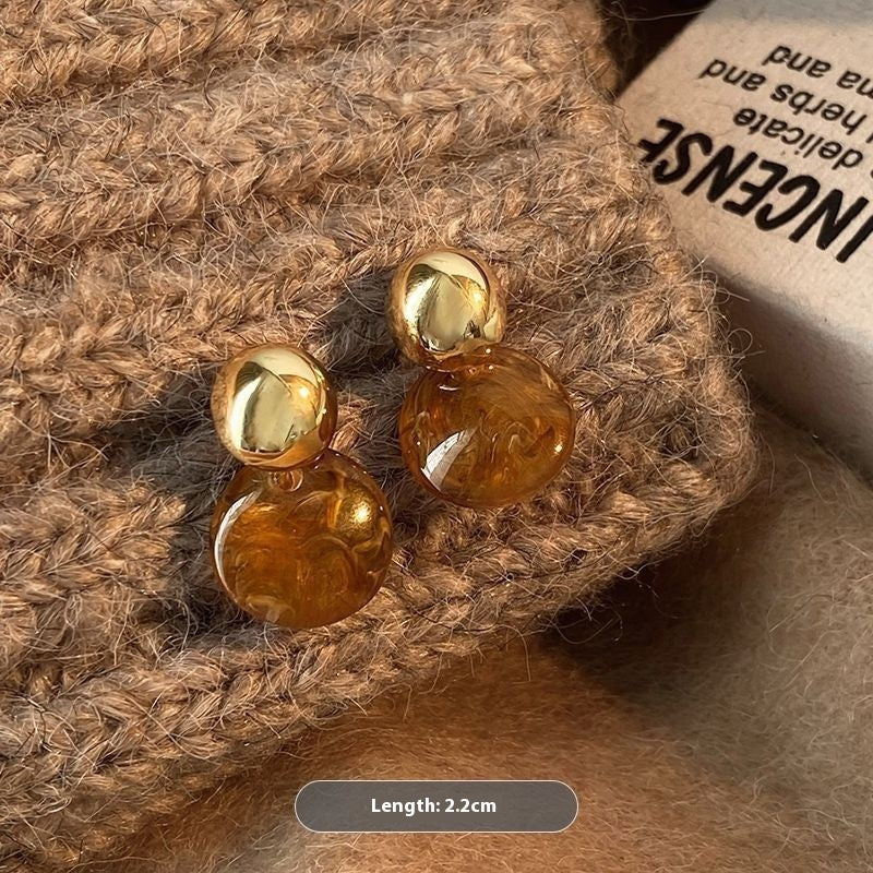 Antique Maillard Amber Stud Earrings For Women