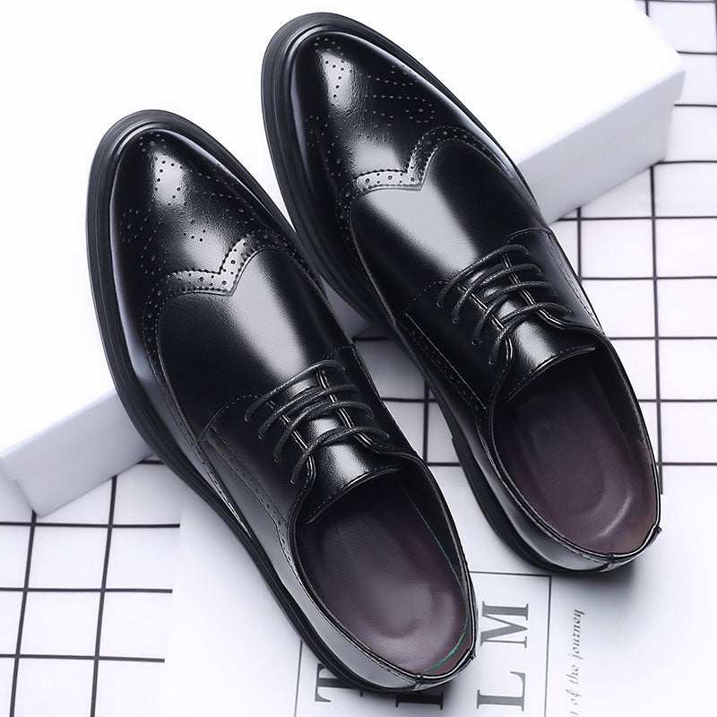 New Men's Brogue Leather Business Casual British Formal Leather Shoess
