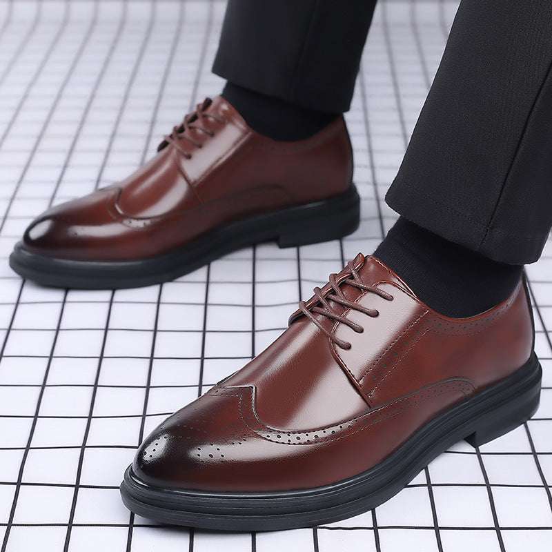New Men's Brogue Leather Business Casual British Formal Leather Shoess