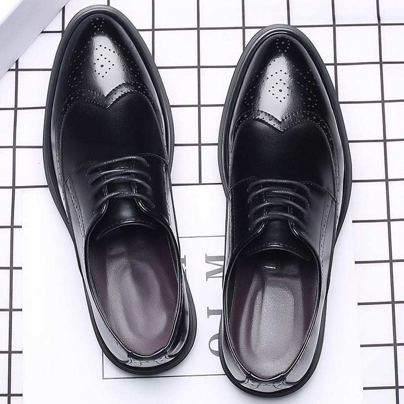 New Men's Brogue Leather Business Casual British Formal Leather Shoess