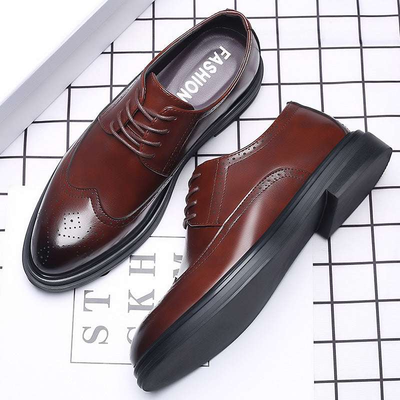 New Men's Brogue Leather Business Casual British Formal Leather Shoess