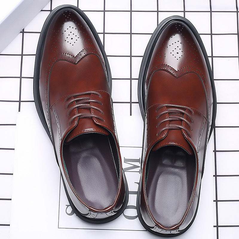 New Men's Brogue Leather Business Casual British Formal Leather Shoess