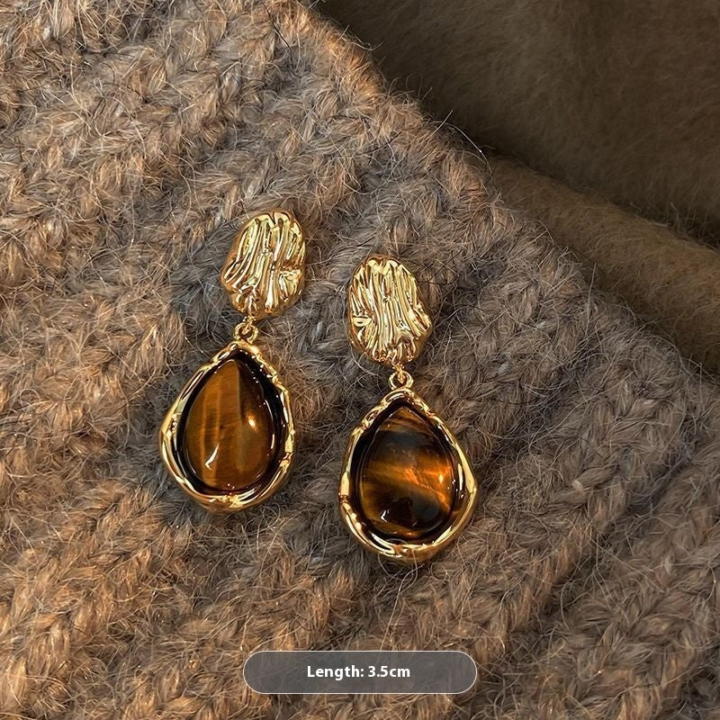 Antique Maillard Amber Stud Earrings For Women