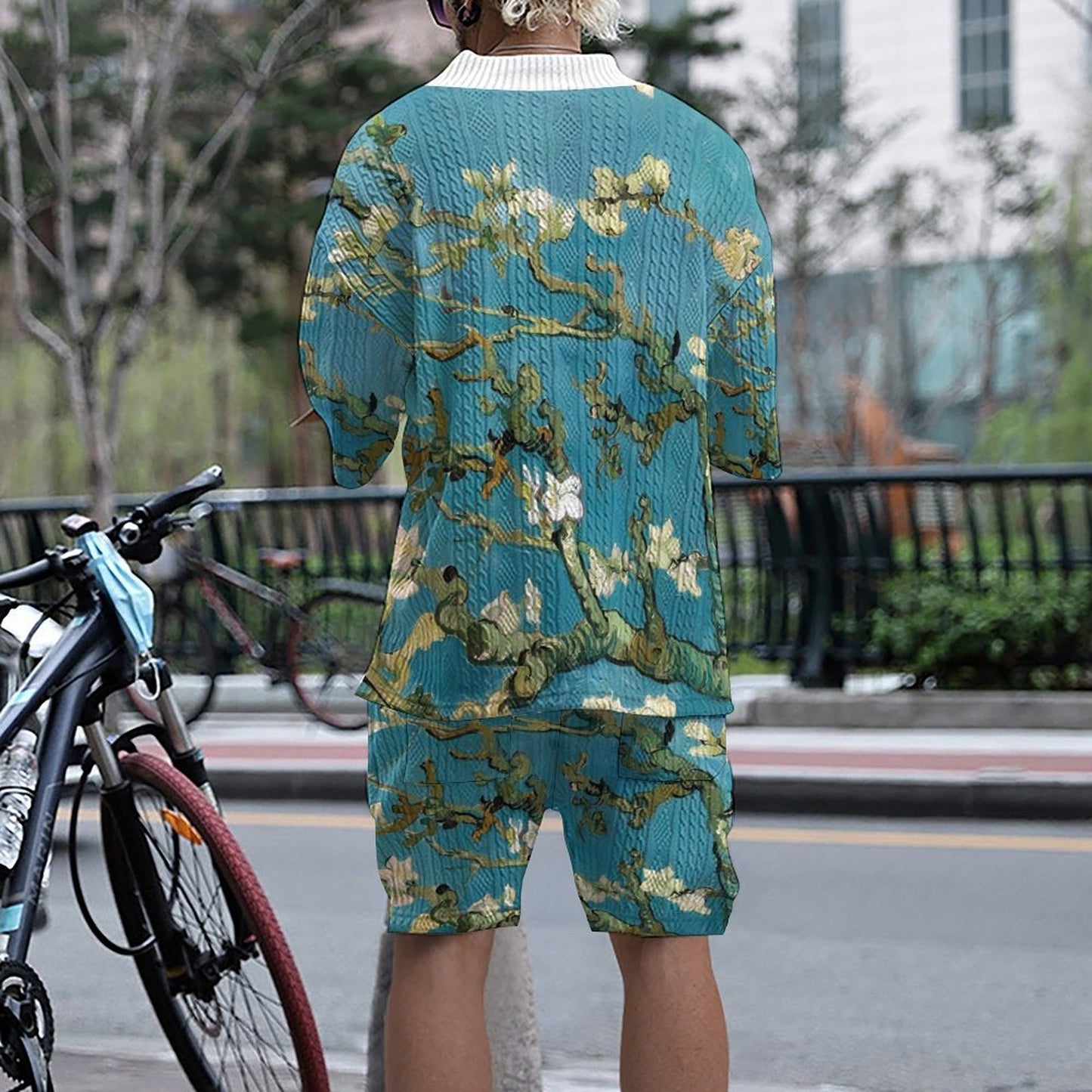 3D Printed Casual Knitted Shorts Men's Suit
