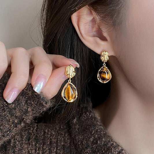 Antique Maillard Amber Stud Earrings For Women