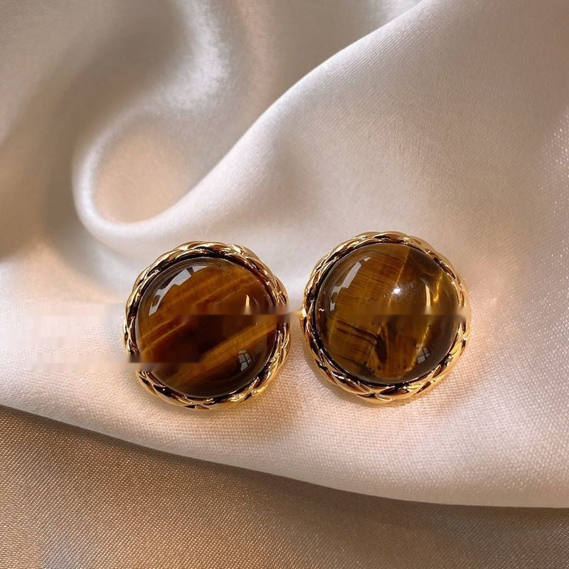 Antique Maillard Amber Stud Earrings For Women