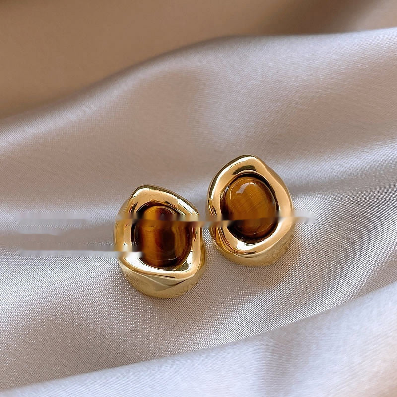 Antique Maillard Amber Stud Earrings For Women